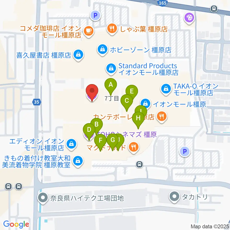 JEUGIAカルチャーセンター イオンモール橿原周辺のファミレス・ファーストフード一覧地図