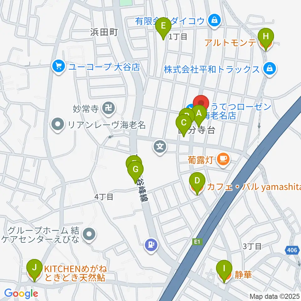 厚木楽器 アミ国分寺台周辺のファミレス・ファーストフード一覧地図
