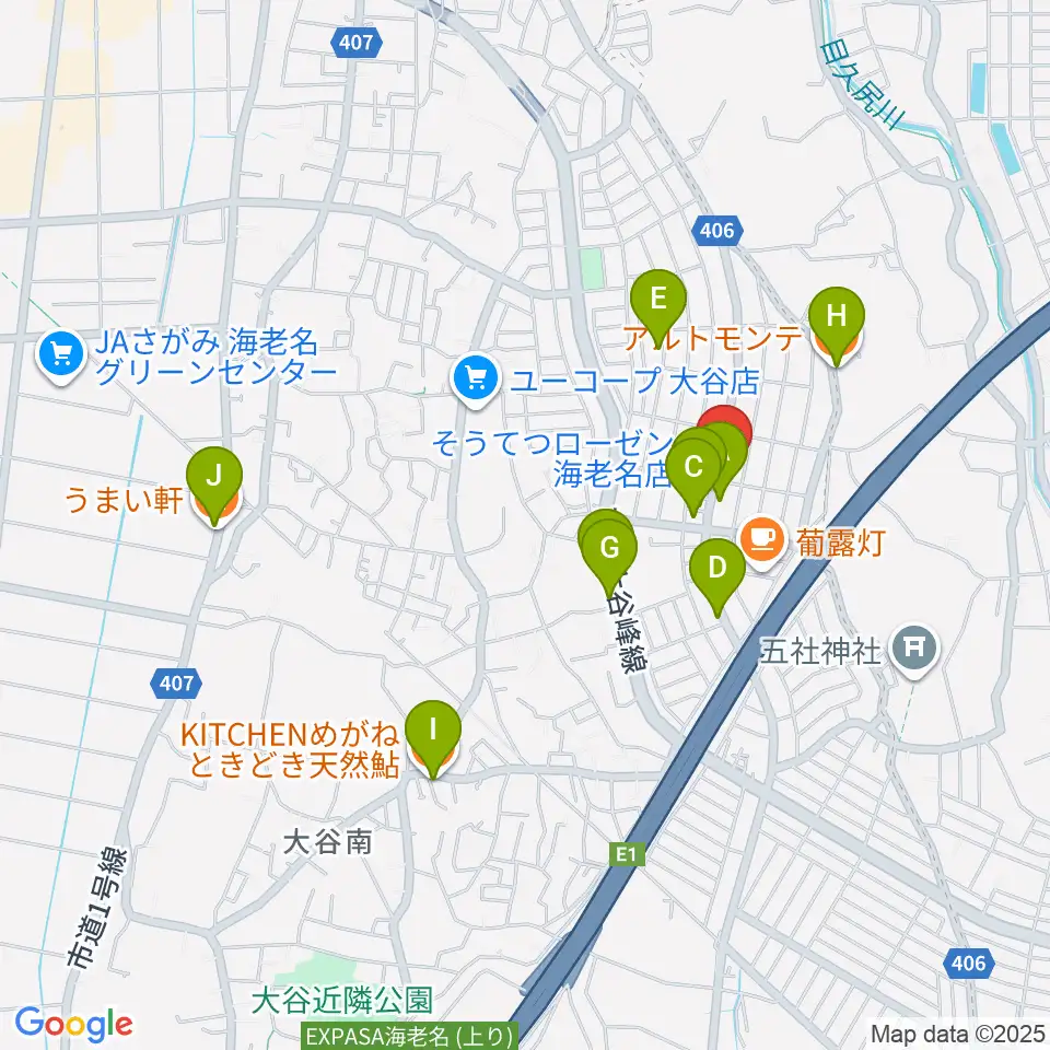厚木楽器 アミ国分寺台周辺のファミレス・ファーストフード一覧地図