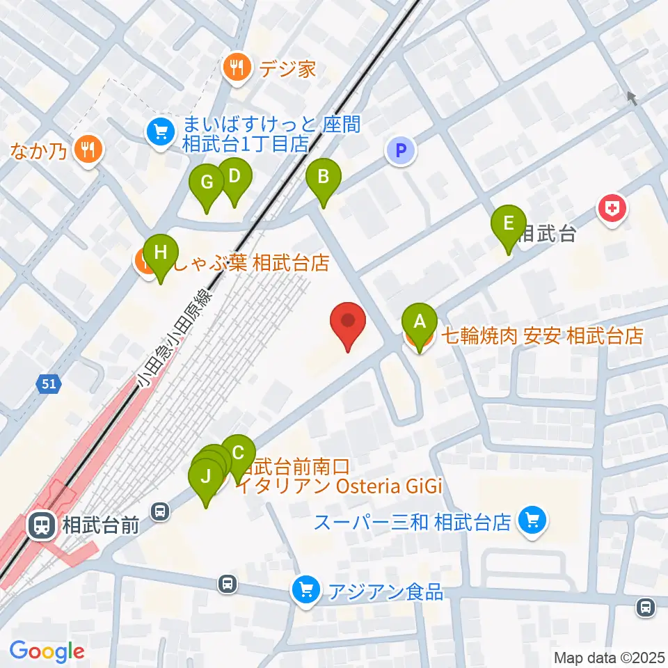 厚木楽器 アミ相武台周辺のファミレス・ファーストフード一覧地図