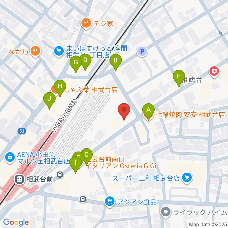 厚木楽器 アミ相武台周辺のファミレス・ファーストフード一覧地図