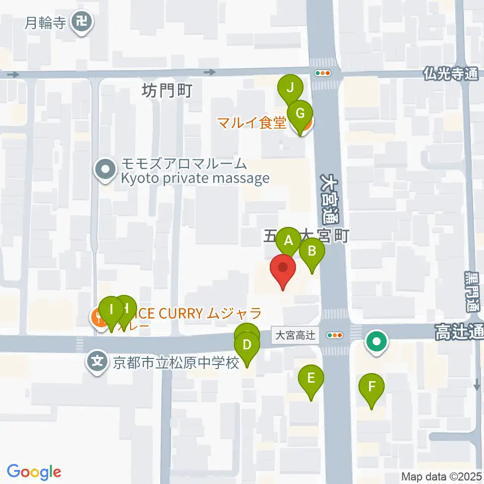 京都 夜想周辺のファミレス・ファーストフード一覧地図