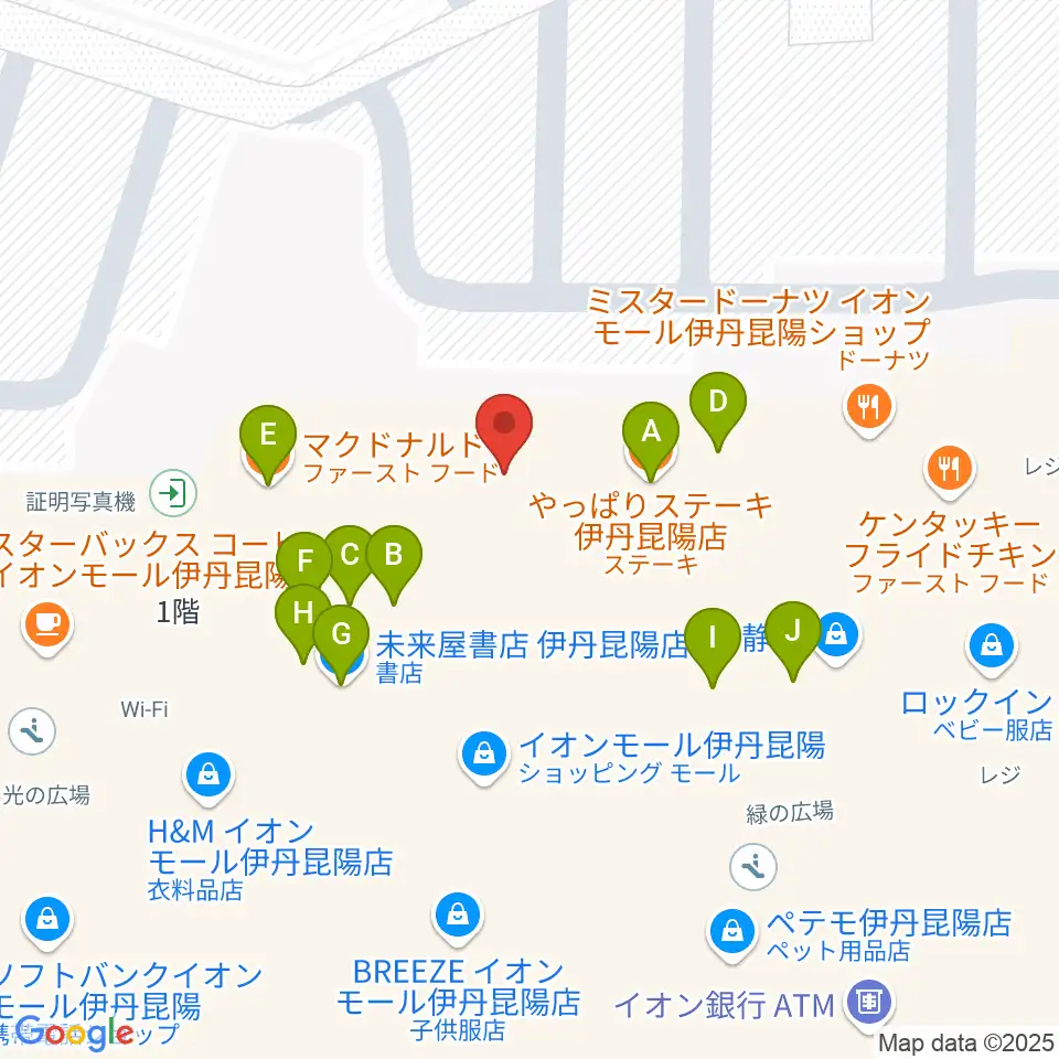 JEUGIAカルチャーセンター イオンモール伊丹昆陽周辺のファミレス・ファーストフード一覧地図