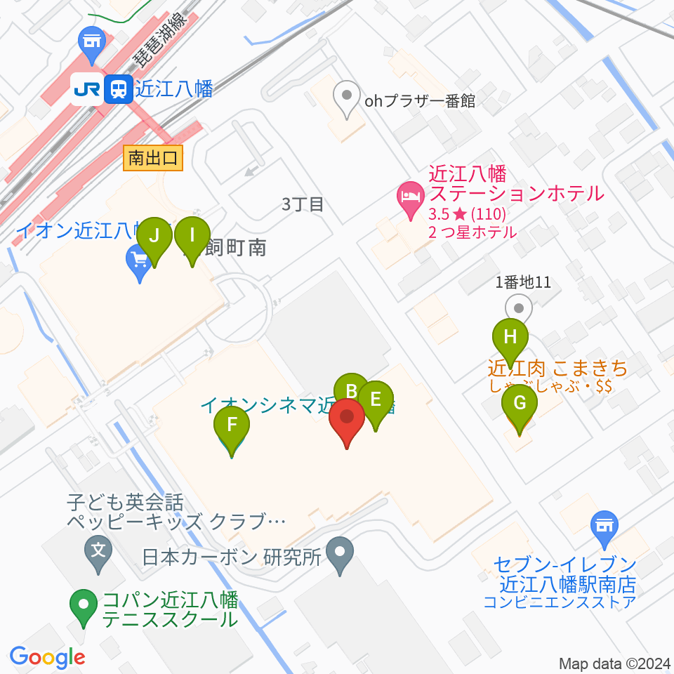 JEUGIAカルチャーセンター イオン近江八幡周辺のファミレス・ファーストフード一覧地図