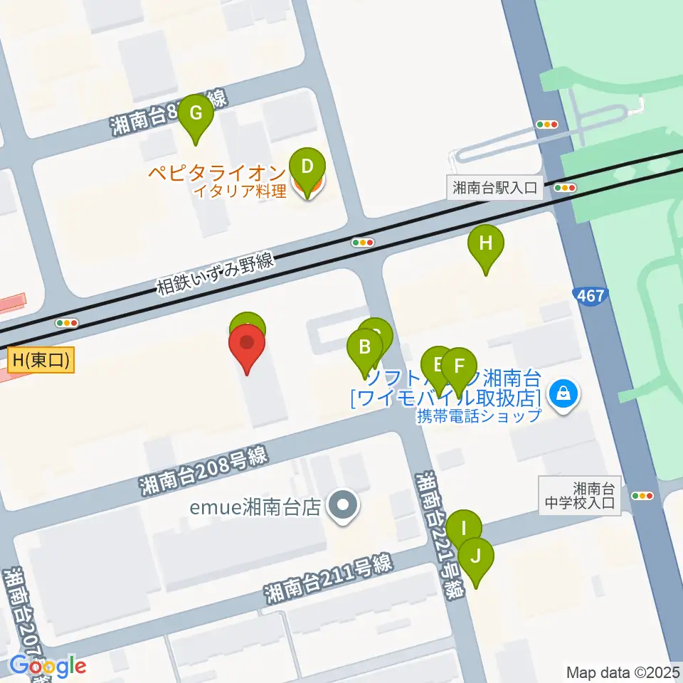 厚木楽器 アミ湘南台周辺のファミレス・ファーストフード一覧地図