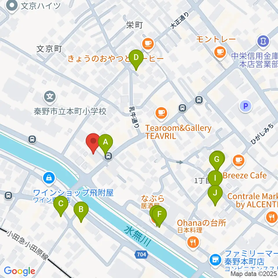 厚木楽器 アミ秦野周辺のファミレス・ファーストフード一覧地図