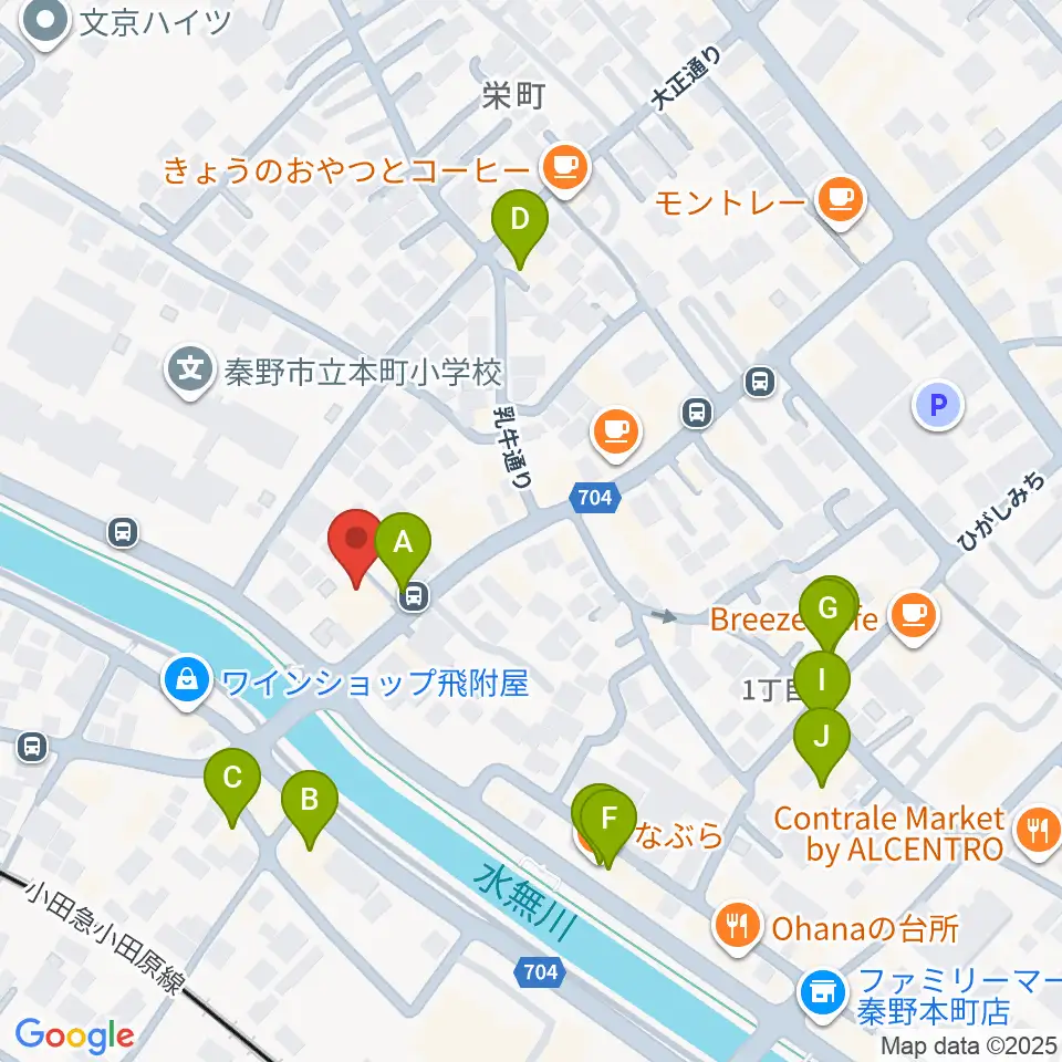厚木楽器 アミ秦野周辺のファミレス・ファーストフード一覧地図