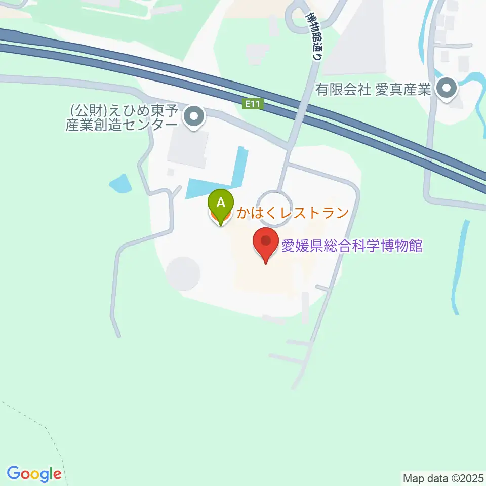 愛媛県総合科学博物館周辺のファミレス・ファーストフード一覧地図