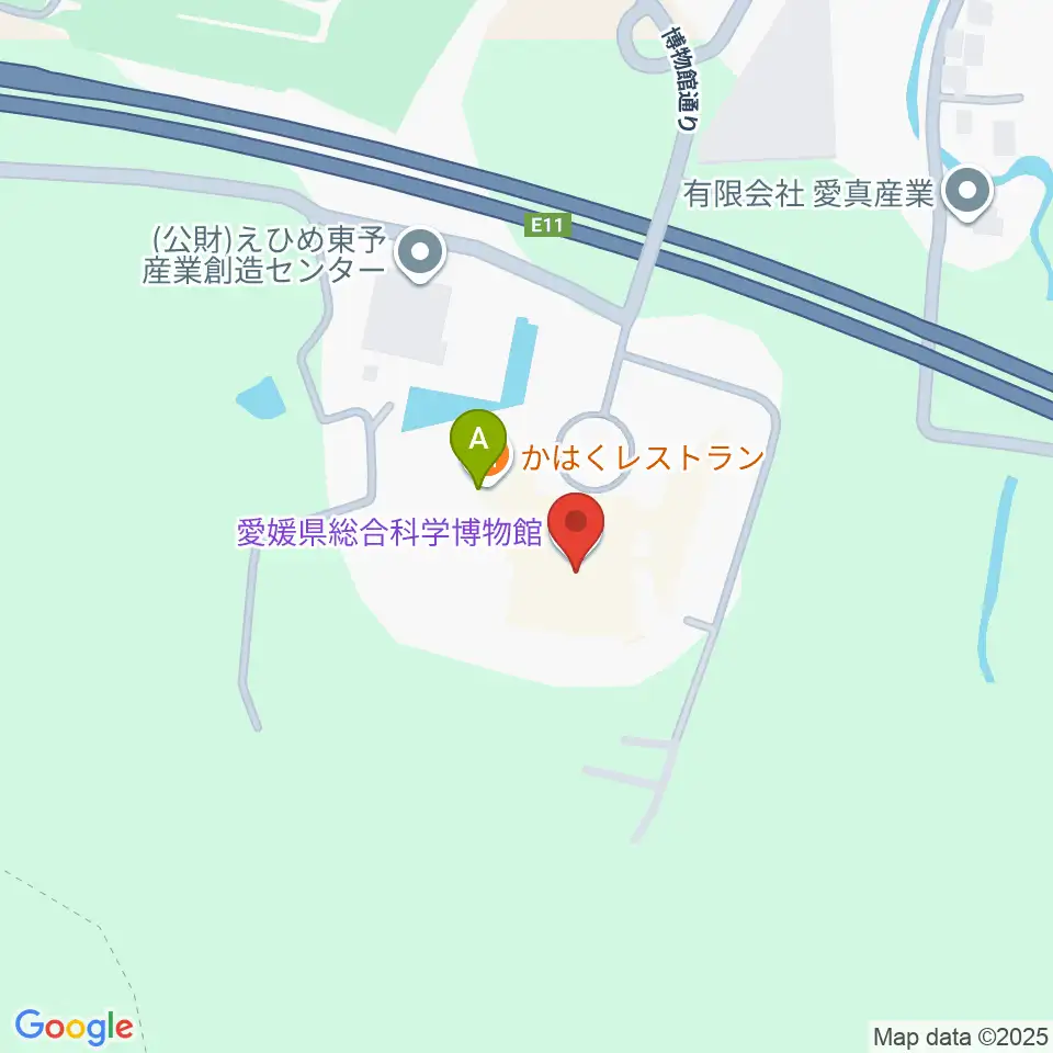 愛媛県総合科学博物館周辺のファミレス・ファーストフード一覧地図