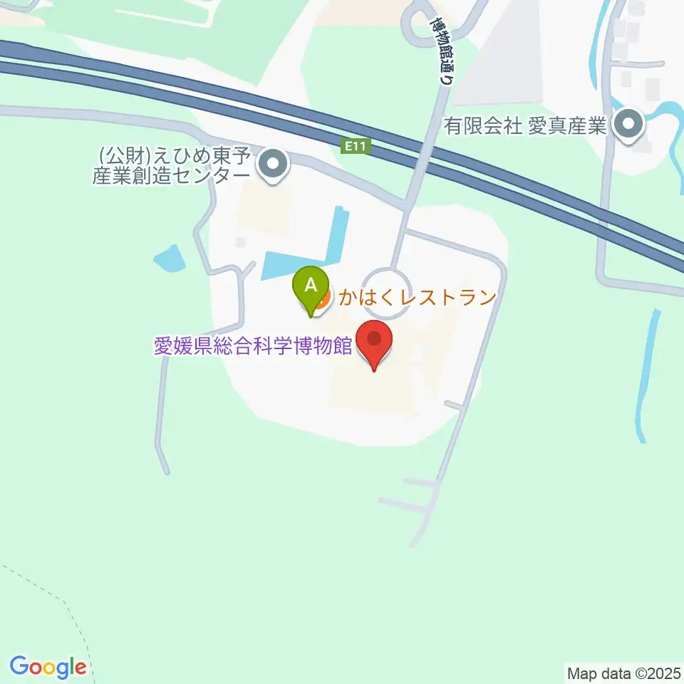 愛媛県総合科学博物館周辺のファミレス・ファーストフード一覧地図