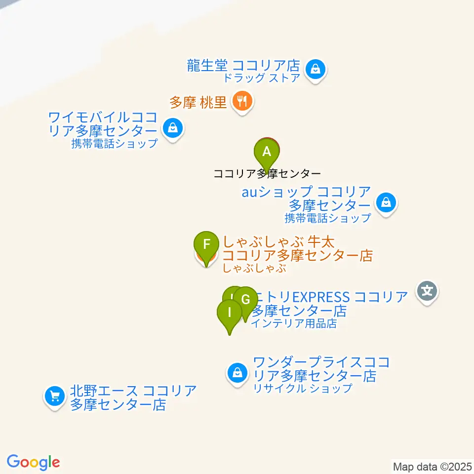 JEUGIAカルチャーセンター多摩センター周辺のファミレス・ファーストフード一覧地図