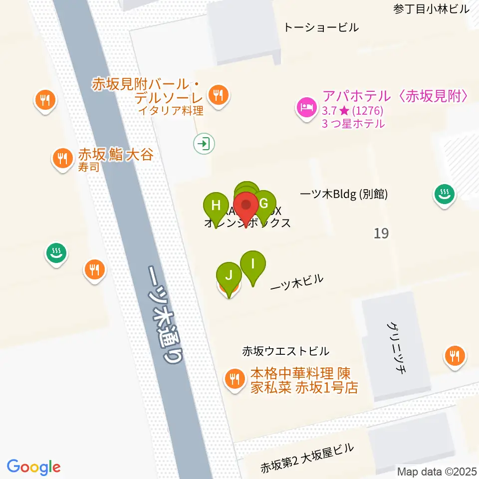赤坂カーサクラシカ周辺のファミレス・ファーストフード一覧地図