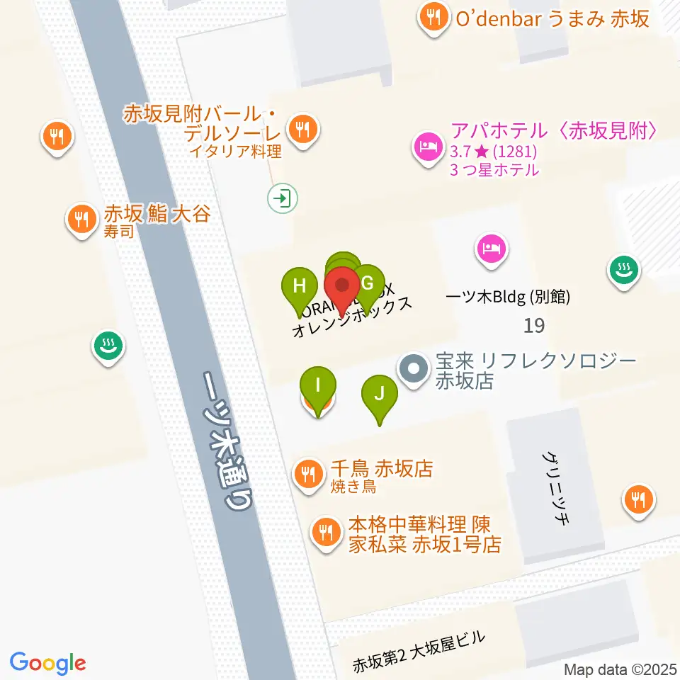赤坂カーサクラシカ周辺のファミレス・ファーストフード一覧地図