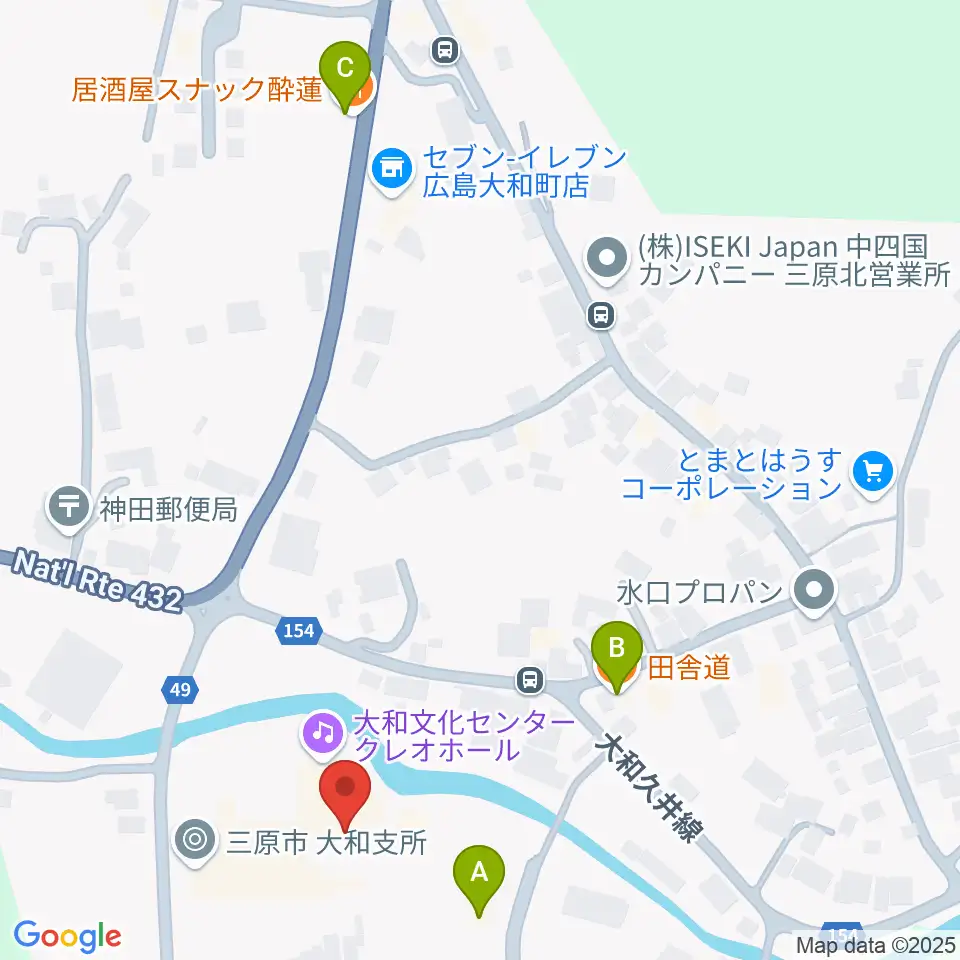 大和文化センター クレオホール周辺のファミレス・ファーストフード一覧地図