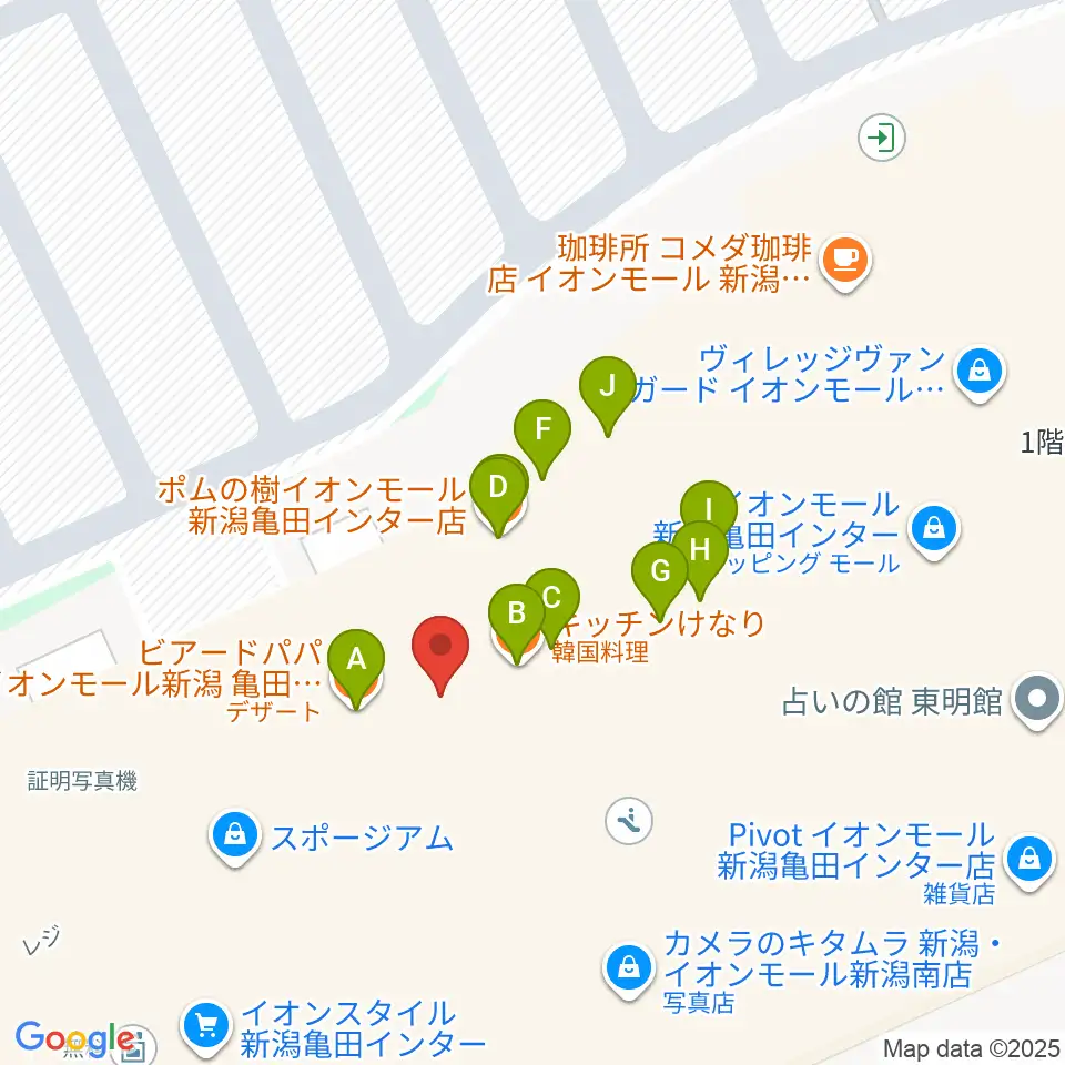 タワーレコード 新潟店周辺のファミレス・ファーストフード一覧地図