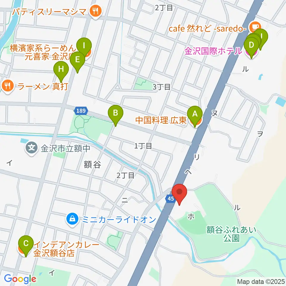 北國新聞文化センター 金沢南スタジオ周辺のファミレス・ファーストフード一覧地図