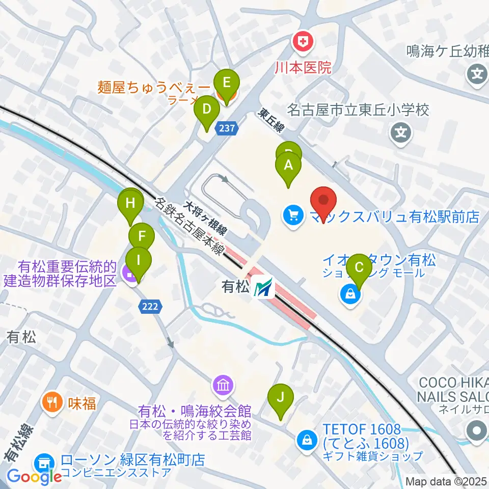 JEUGIAカルチャーセンター イオンタウン有松周辺のファミレス・ファーストフード一覧地図