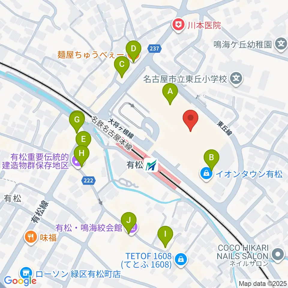 JEUGIAカルチャーセンター イオンタウン有松周辺のファミレス・ファーストフード一覧地図