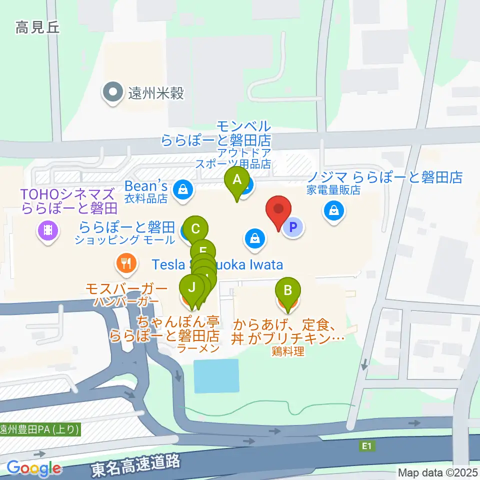 タワーレコード ららぽーと磐田店周辺のファミレス・ファーストフード一覧地図