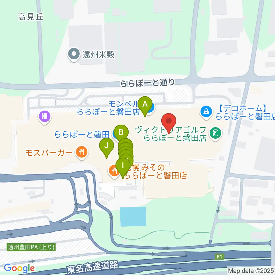 タワーレコード ららぽーと磐田店周辺のファミレス・ファーストフード一覧地図