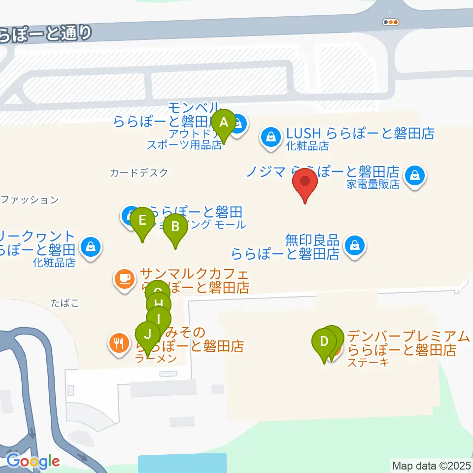 タワーレコード ららぽーと磐田店周辺のファミレス・ファーストフード一覧地図