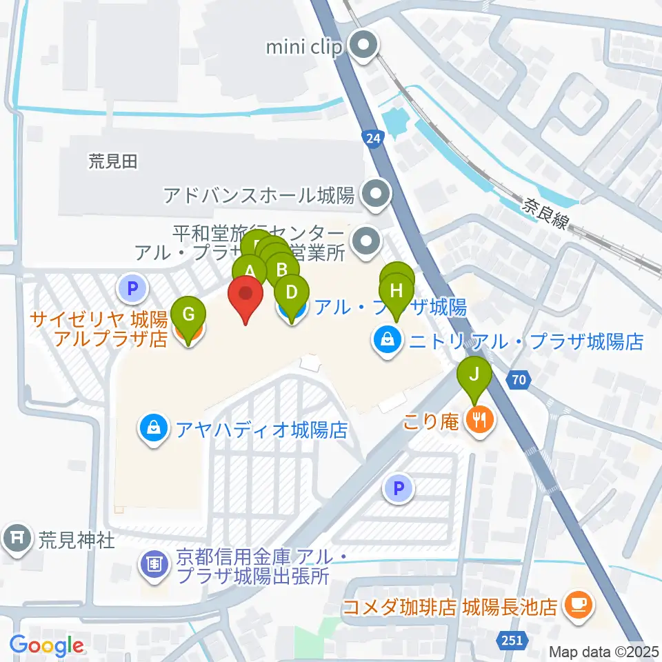 JEUGIAカルチャーセンター アル・プラザ城陽周辺のファミレス・ファーストフード一覧地図