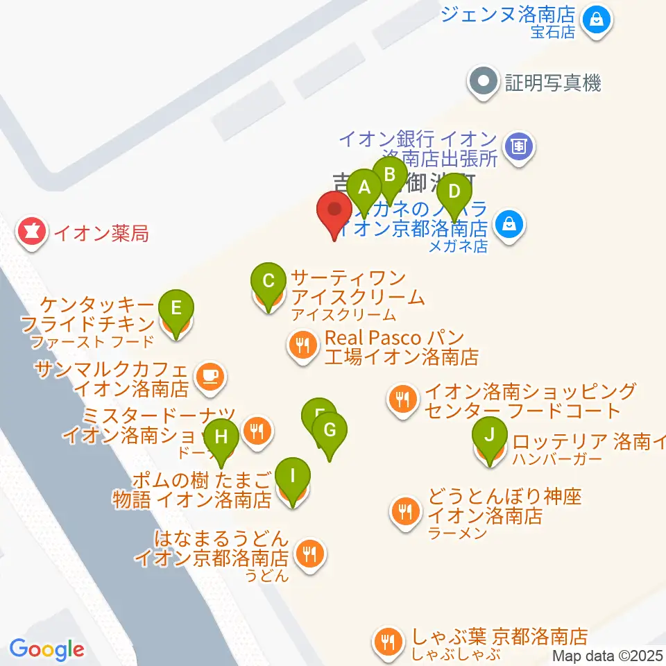 JEUGIAカルチャーセンター イオン洛南周辺のファミレス・ファーストフード一覧地図