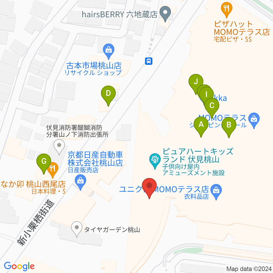 JEUGIAカルチャーセンター MOMOテラス周辺のファミレス・ファーストフード一覧地図