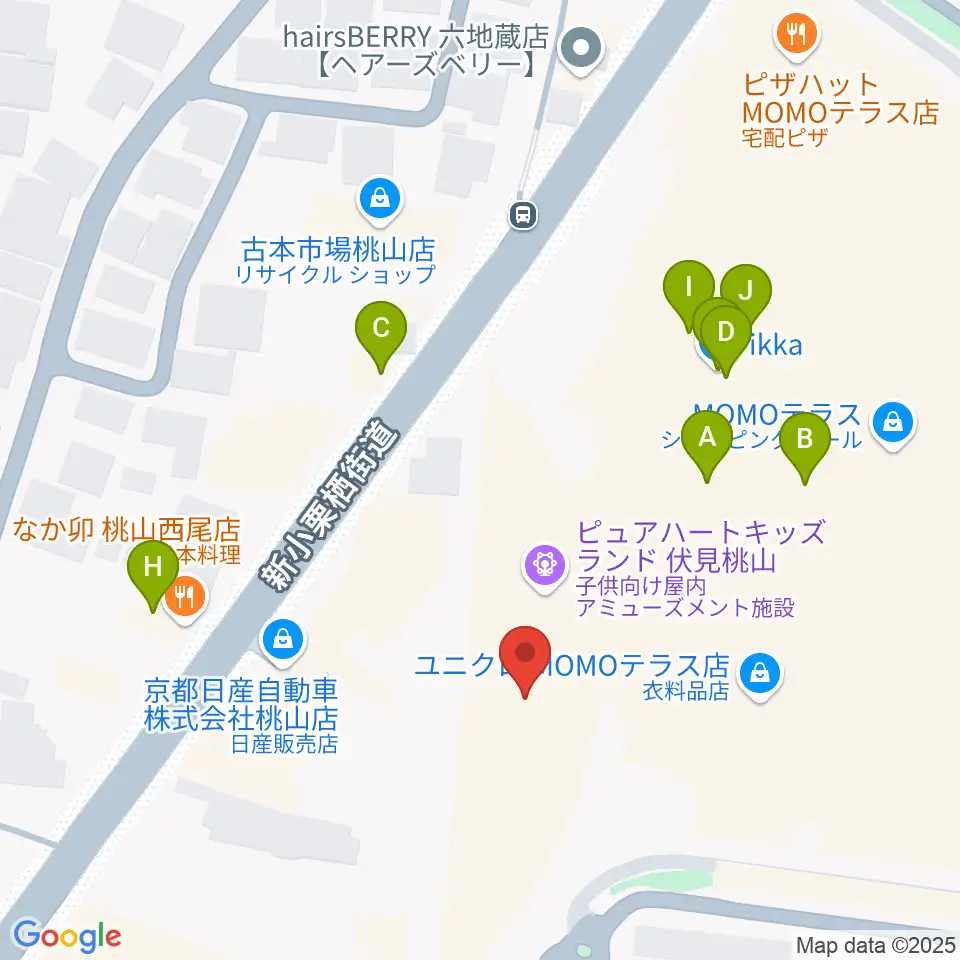 JEUGIAカルチャーセンター MOMOテラス周辺のファミレス・ファーストフード一覧地図