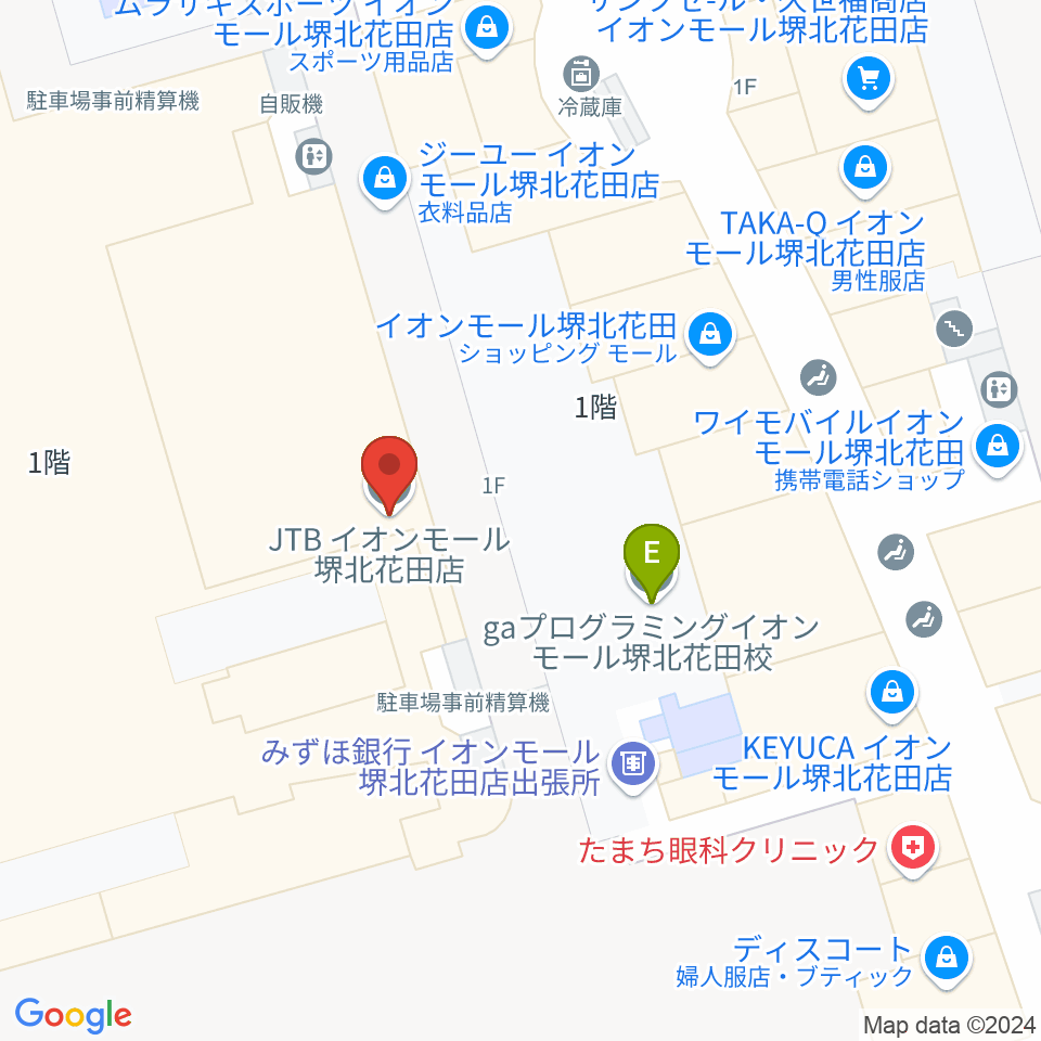 JEUGIAカルチャーセンター イオンモール堺北花田周辺のファミレス・ファーストフード一覧地図