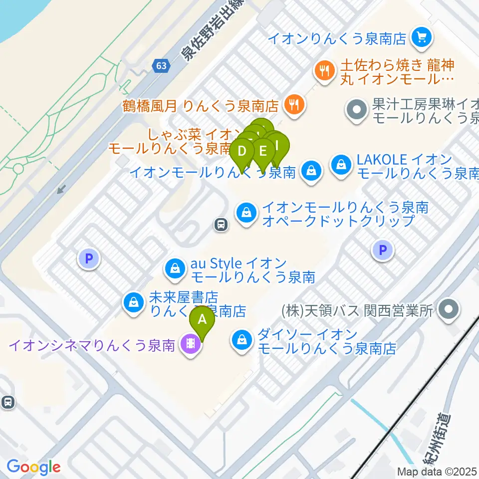 JEUGIAカルチャーセンター イオンモールりんくう泉南周辺のファミレス・ファーストフード一覧地図