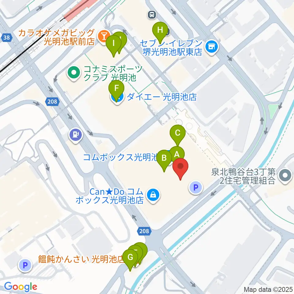 JEUGIAカルチャーセンター 光明池周辺のファミレス・ファーストフード一覧地図