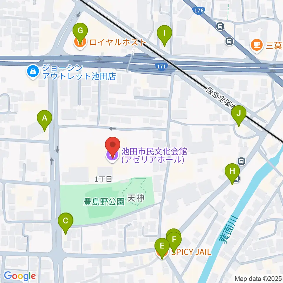 スタジオアゼリア周辺のファミレス・ファーストフード一覧地図