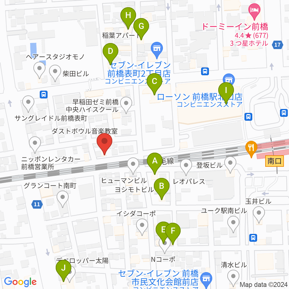 ダストボウル前橋店周辺のファミレス・ファーストフード一覧地図