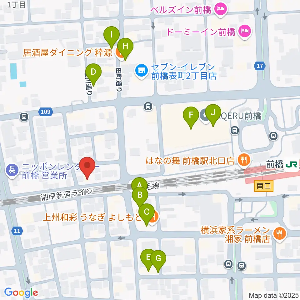 ダストボウル前橋店周辺のファミレス・ファーストフード一覧地図