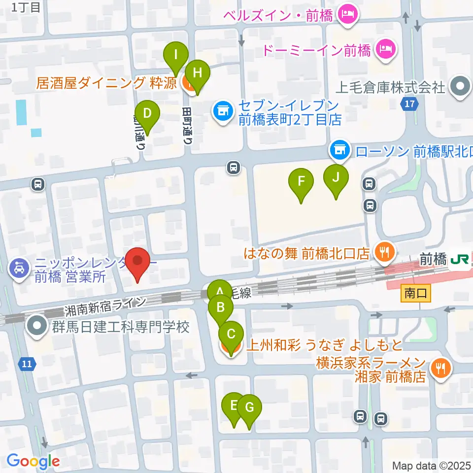 ダストボウル前橋店周辺のファミレス・ファーストフード一覧地図