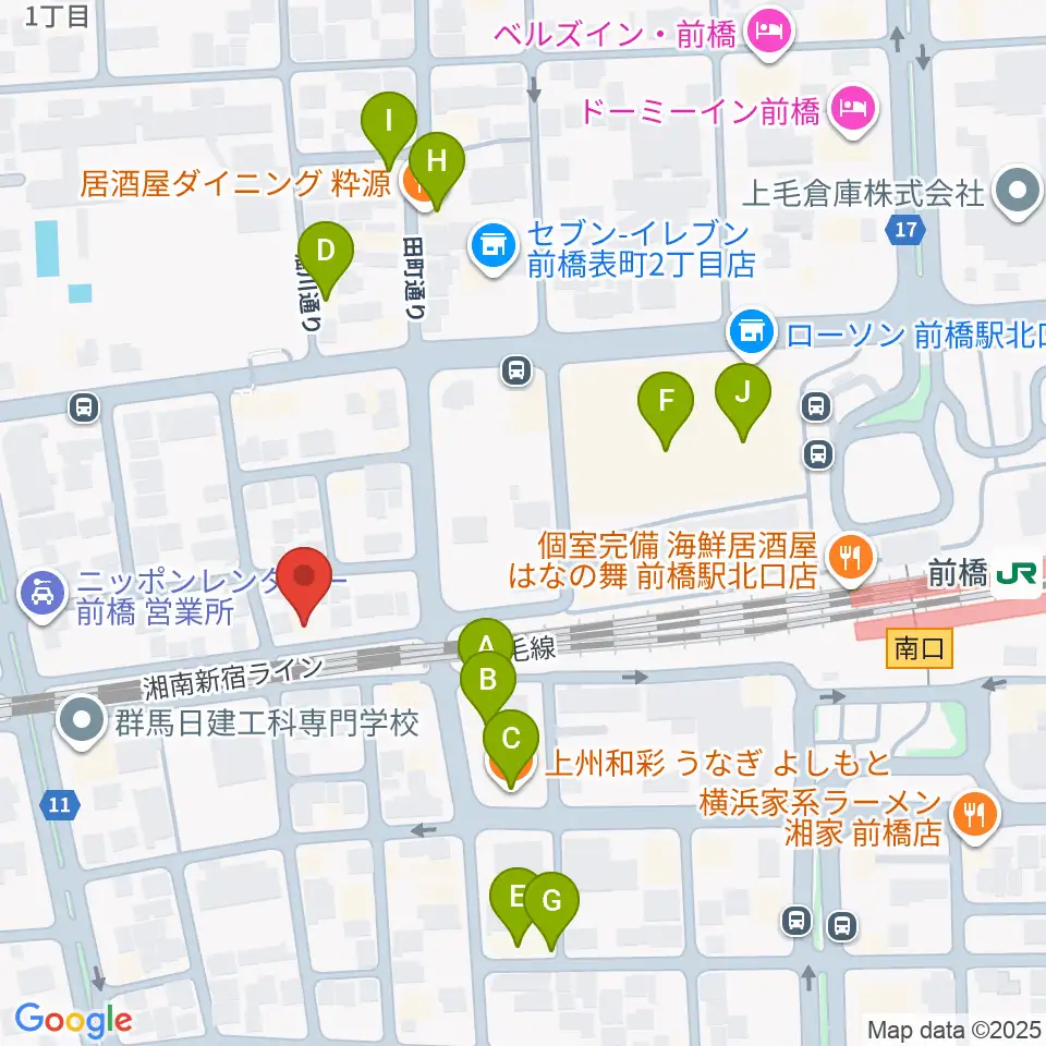 ダストボウル前橋店周辺のファミレス・ファーストフード一覧地図