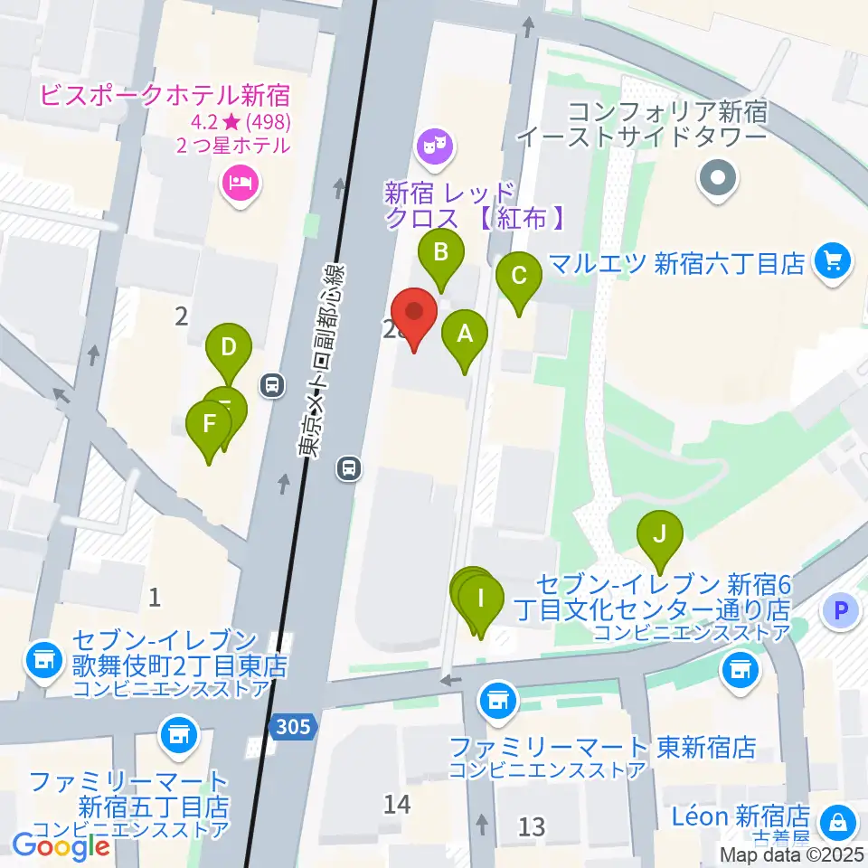 新宿SACT!周辺のファミレス・ファーストフード一覧地図