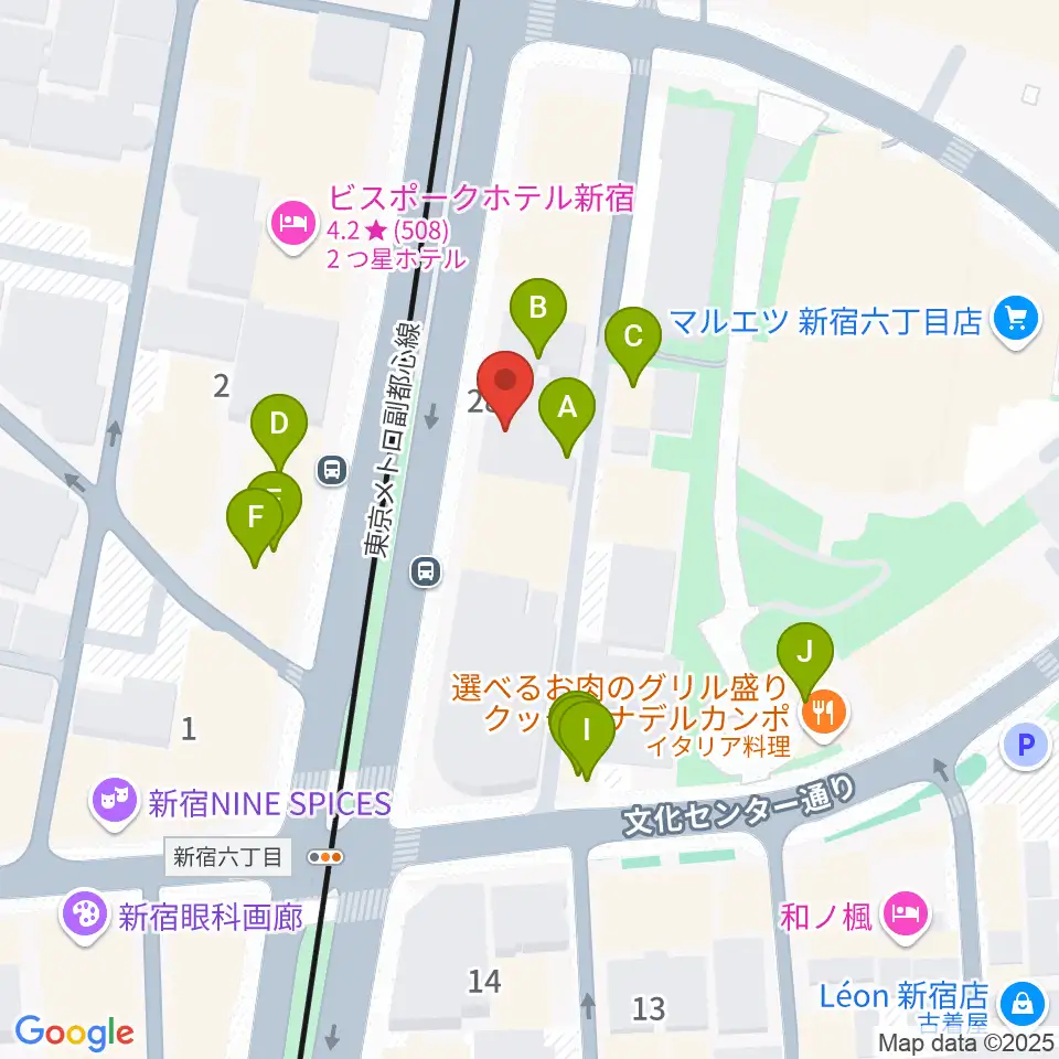 新宿SACT!周辺のファミレス・ファーストフード一覧地図