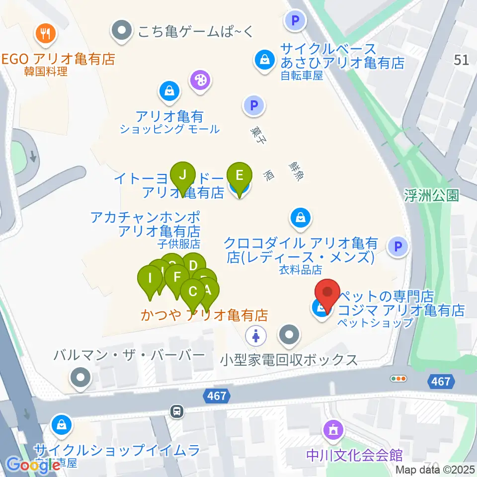 セブンカルチャークラブ亀有周辺のファミレス・ファーストフード一覧地図
