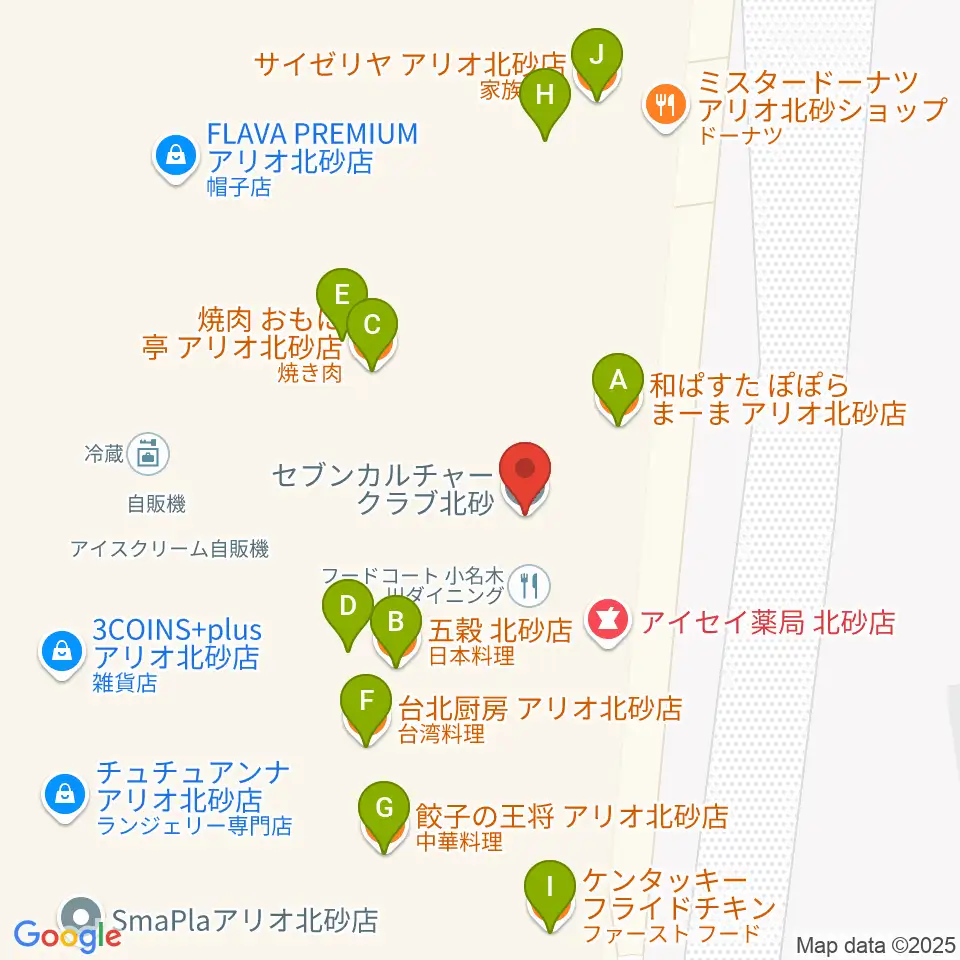 セブンカルチャークラブ北砂周辺のファミレス・ファーストフード一覧地図