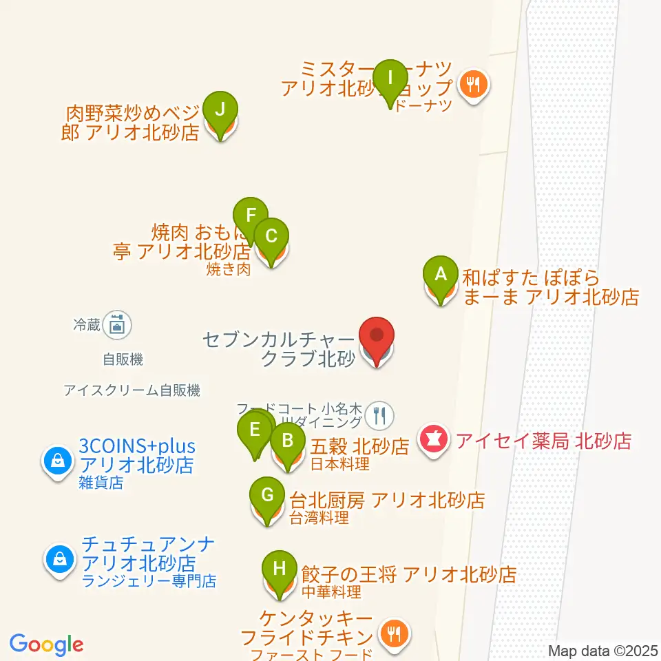セブンカルチャークラブ北砂周辺のファミレス・ファーストフード一覧地図