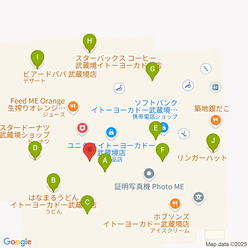 セブンカルチャークラブ武蔵境周辺のファミレス・ファーストフード一覧地図