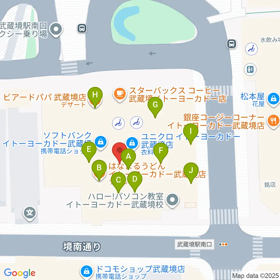 セブンカルチャークラブ武蔵境周辺のファミレス・ファーストフード一覧地図