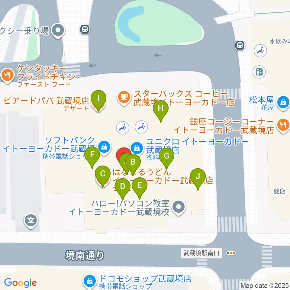 セブンカルチャークラブ武蔵境周辺のファミレス・ファーストフード一覧地図