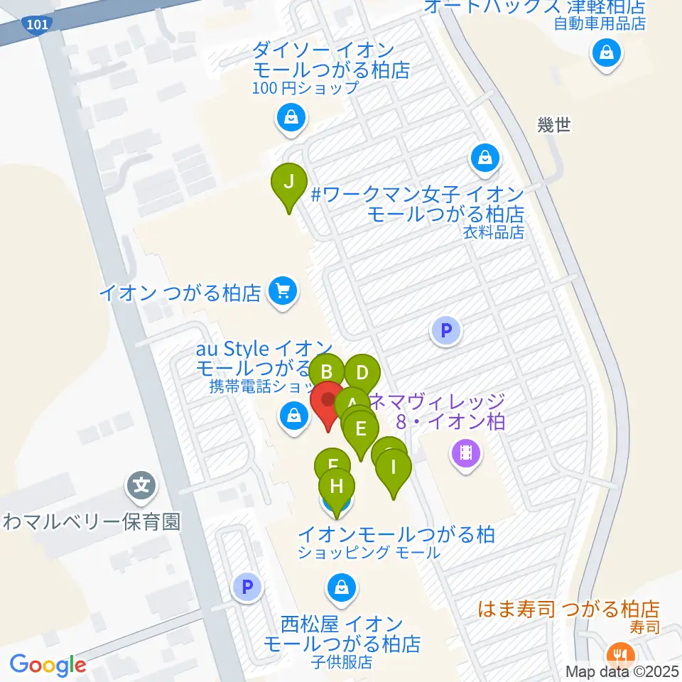 HMVイオンモールつがる柏周辺のファミレス・ファーストフード一覧地図