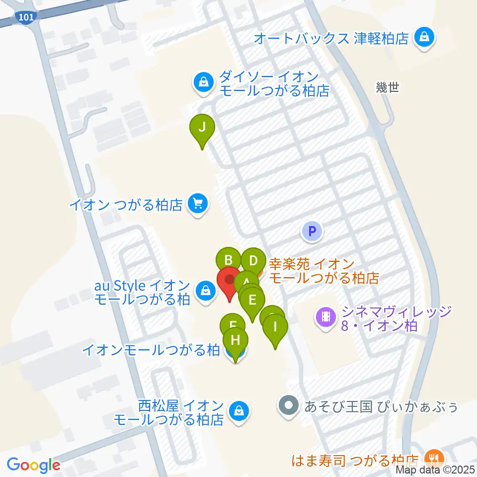 HMVイオンモールつがる柏周辺のファミレス・ファーストフード一覧地図