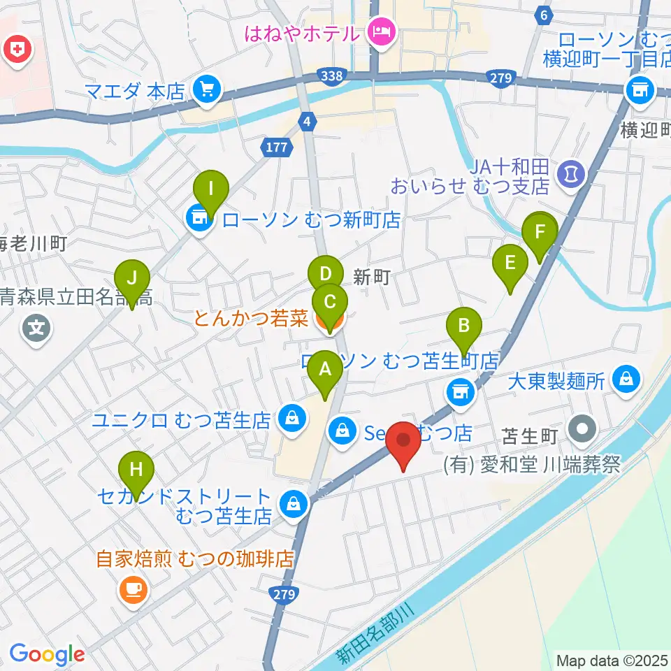 ゲオむつ苫生町店周辺のファミレス・ファーストフード一覧地図