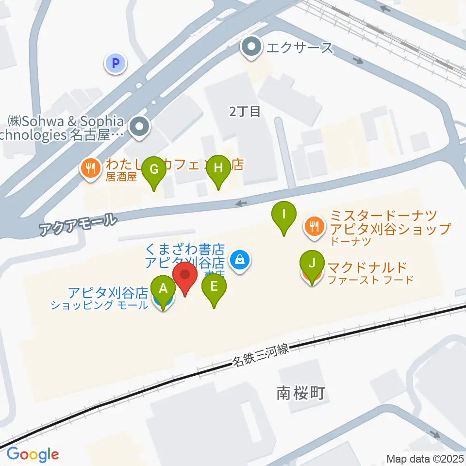 パピーミュージックスクール刈谷アピタ教室周辺のファミレス・ファーストフード一覧地図