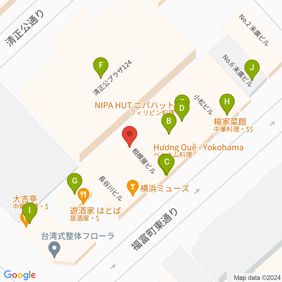 長者町FRIDAY周辺のファミレス・ファーストフード一覧地図